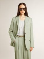 Women's blazer jacket in sage-green wool - Image 2