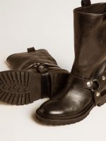Kurt boots in glossy black leather with silver-colored buckle and studs - Image 4