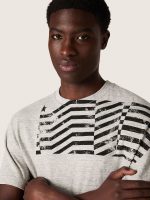 Unisex T-shirt in gray melange jersey with flag print - Image 4