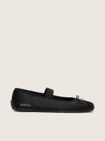 ��toile ballet flats in black satin with black embroidered star and elastic strap