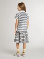 Girls' midi dress in striped cotton blend with embroidery - Image 4