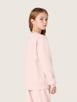 Girls' pink cotton sweatshirt with print and embroidered logo - Image 6
