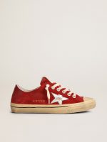 Men's V-Star in dark red suede with silver star and heel tab