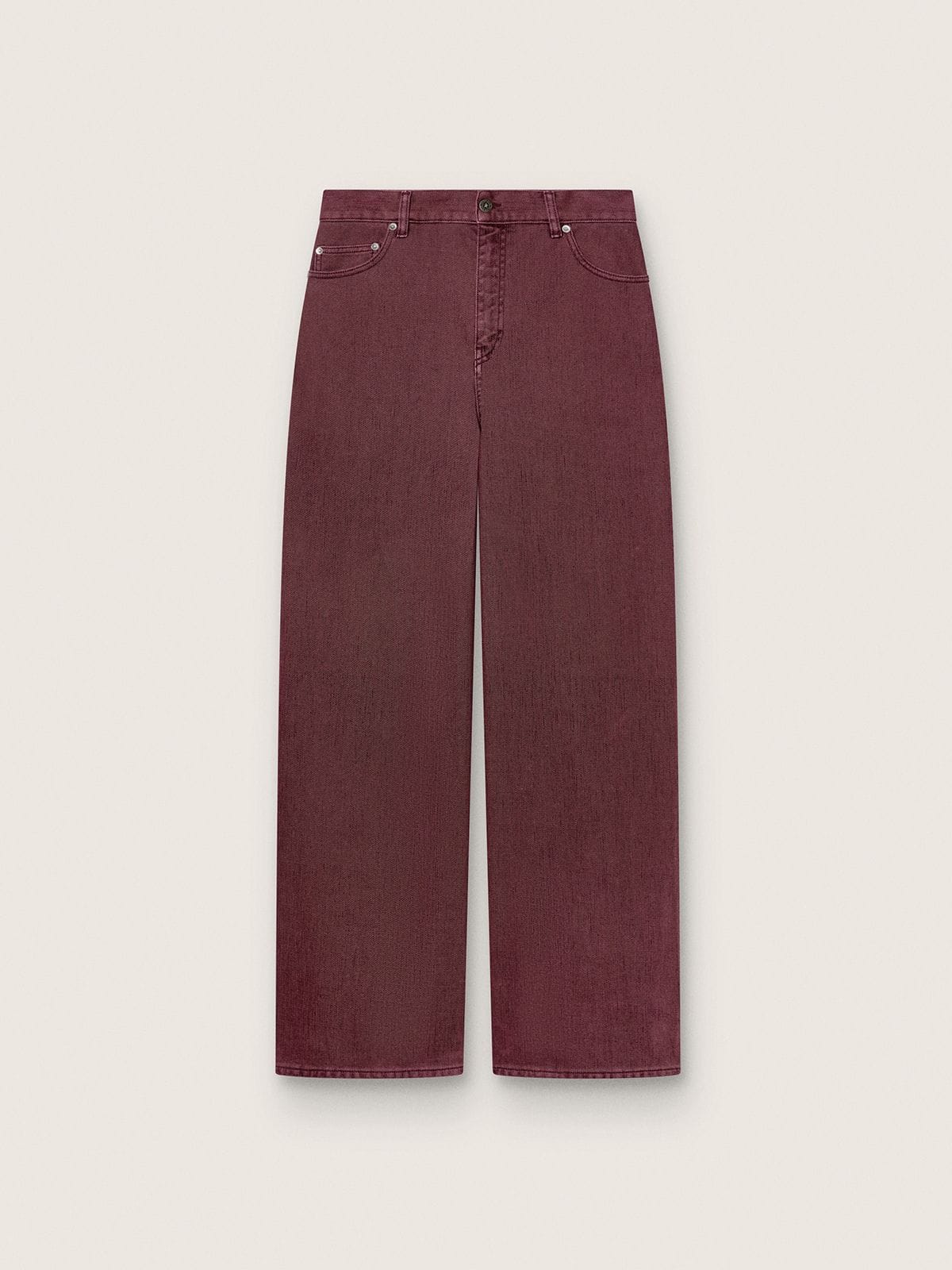 c4ce1e1476c84a5139869c3d921b7f2a0f468ffbae6ce73c19c1bade38e3523f Women's jeans in burgundy denim - Image 1