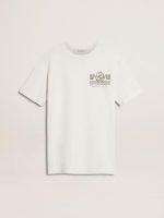 Women's white T-shirt with black print on the chest