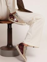 Women's Mid Star in burgundy glitter with gray inserts and white star - Image 3