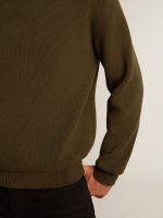 Men's round-neck sweater in military green cotton - Image 5
