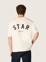 Star unisex cotton T-shirt in vintage white with black print on the back - Image 6