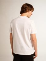 Men's white T-shirt with silver glitter star on the front - Image 4