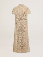 Women's midi dress in cream-colored see-through lace - Image 6