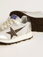 Marathon Young in silver nylon with black star and leather heel tab - Image 3