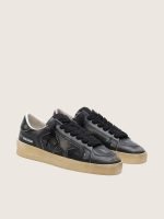 Men's Stardan in black leather with black leather star and heel tab - Image 2