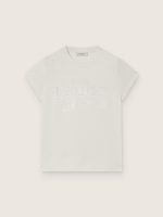 Journey girls' T-shirt in white cotton jersey with silver studs