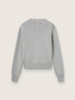 Women's round-neck sweater in gray cotton - Image 2