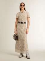 Women's midi dress in cream-colored see-through lace - Image 3