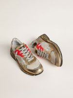 Women's Dad-Star in mesh and gold foiled leather with white leather star - Image 2