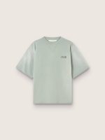 Unisex short-sleeved sweatshirt in green cotton with embroidery