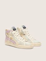 Slide in beige with pink metallic leather star and flash - Image 2