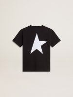 Black T-shirt with contrasting white logo on the front and maxi star on the back - Image 7