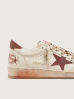 Women's Ball Star in white leather with rust leather star and heel tab - Image 5