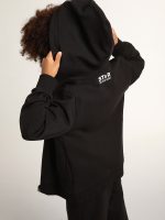 Black hooded sweatshirt with contrasting white star and logo - Image 4