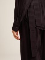 Women's black shirt with vertical stripes and side knot closure - Image 5