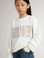 Girls' white sweatshirt with multicolor Golden writing on the front - Image 5