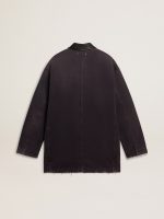 Men's denim jacket with distressed details and leather collar - Image 6