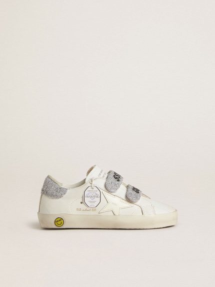 Junior Old School with silver Swarovski crystal heel tab and straps