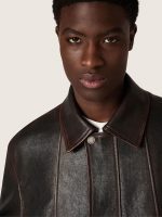 Men's bomber jacket in burgundy nappa leather - Image 4