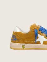 Junior Ball Star in ocher suede with glossy white leather star and heel tab - Image 4