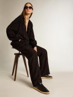 Women's Ball Star in black nappa with black glitter star and suede heel tab - Image 3