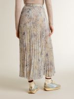 Women's long pleated skirt with multicolor floral sequin print - Image 4