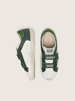 Young Old School in white leather with green suede star and green leather inserts - Image 4