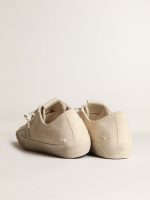 V-Star in light cream canvas with milk-white leather star - Image 4