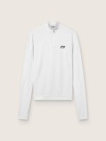 Women's white long-sleeve sports top with zip
