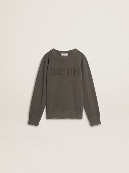 Kids' gray sweatshirt with raised logo