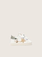 Baby School in nappa with beige suede star and mascot print