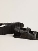 Noa Junior sandals in distressed black leather - Image 3