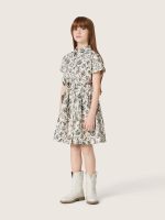 Journey girls' dress in white cotton canvas with green floral print - Image 6