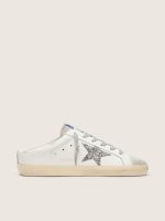 Super-Star Sabot with a platinum glitter star and suede tongue