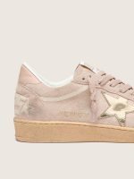 Women's Ball Star in powder-pink suede with metallic gold star - Image 4