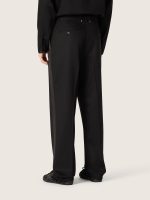 Men's pants in black cool wool with satin side stripe - Image 6