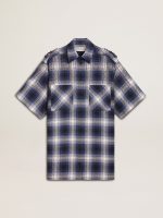 Women's short shirt dress with 3D checkerboard pattern and embroidery