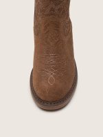 Young Wish Star boots in brown suede with raised floral pattern - Image 4