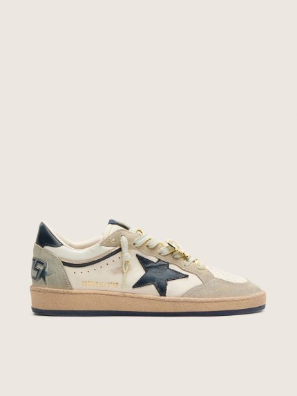 Women's Ball Star LTD in white leather and light grey suede with dark blue star Skins
