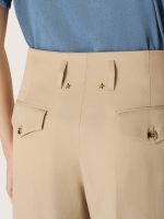 Women's wool gabardine pants in sand - Image 4