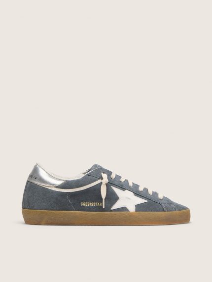 Men's Super-Star in gray suede with white leather star and silver leather heel tab