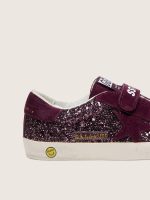 Young Old School in burgundy glitter with burgundy suede star and heel tab - Image 4