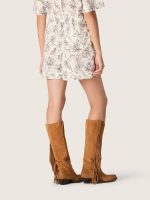 Women's shorts in black and white cotton poplin with floral print - Image 6